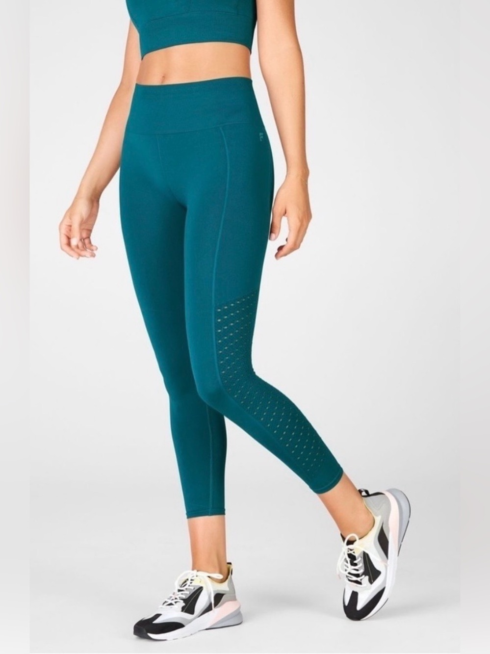 NWT Fabletics Sync High-Waisted Perforated 7/8 Leggings in Fjord